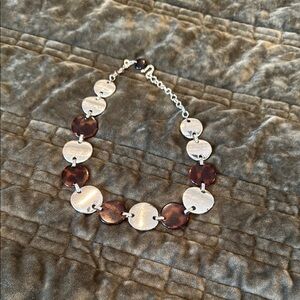 Elegant Silver and Brown Women's Necklace